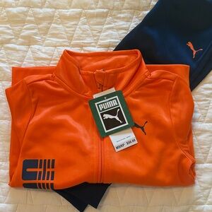 Puma Bright Orange and Dark Blue Tracksuit sports set up